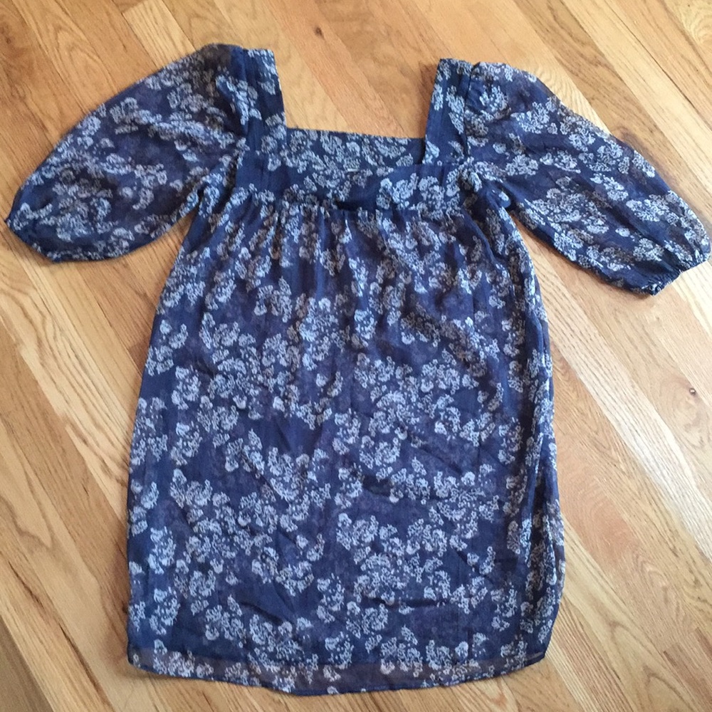 Navy Sheer Blouse Top